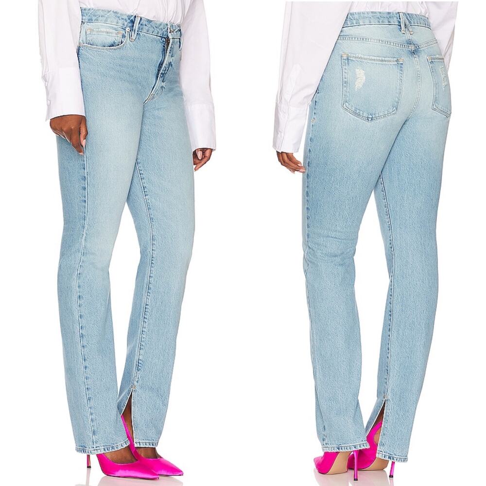 GOOD AMERICAN Good Classic Split Hem Jeans Women’s Size 20 Indigo Blue Denim